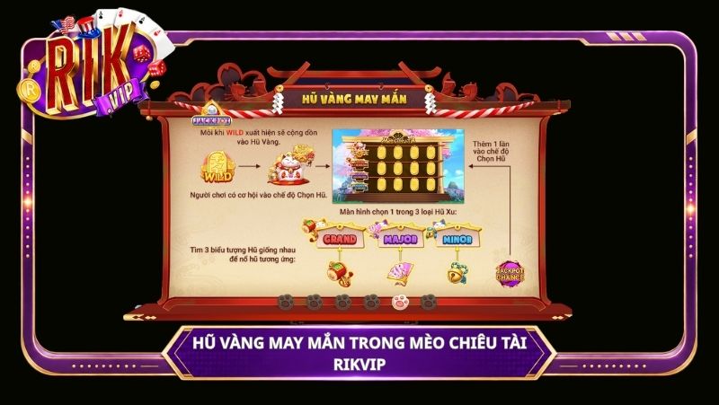 Hũ Vàng May Mắn trong Mèo Chiêu Tài Rikvip – hệ thống Jackpot 3 tầng