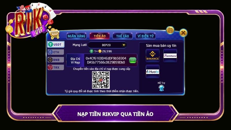 Nạp tiền Rikvip qua tiền ảo